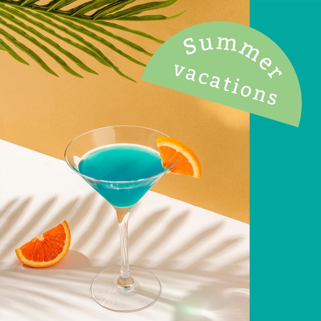Summer vibes ad template with cocktail