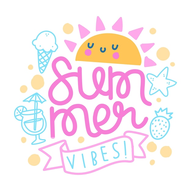 Free vector summer vibes creative lettering