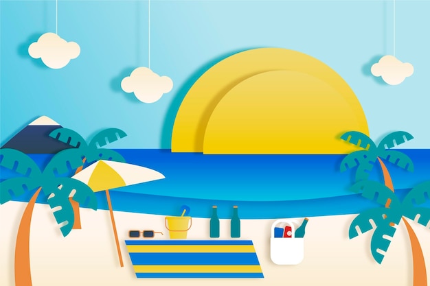 Free vector summer wallpaper in paper style concept