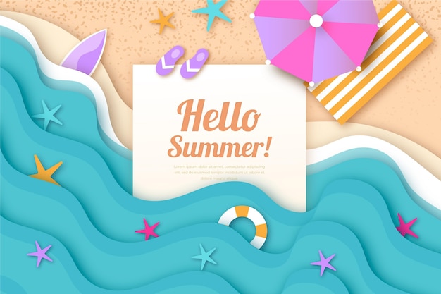 Free vector summer wallpaper in paper style