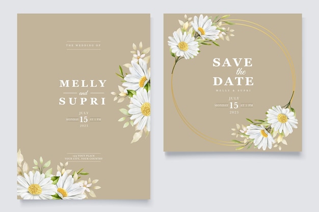 Free vector summer watercolor chrysanthemum flower card set