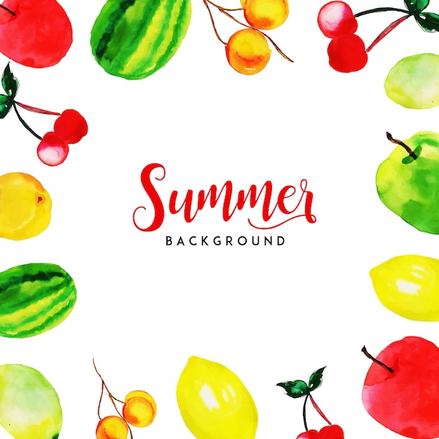 Free vector summer watercolor fruits multipurpose background