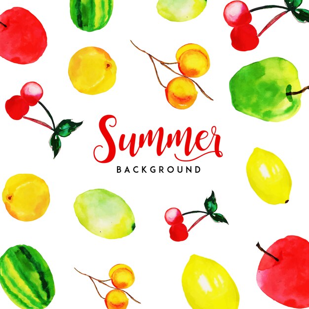 夏の水彩フルーツ多目的背景