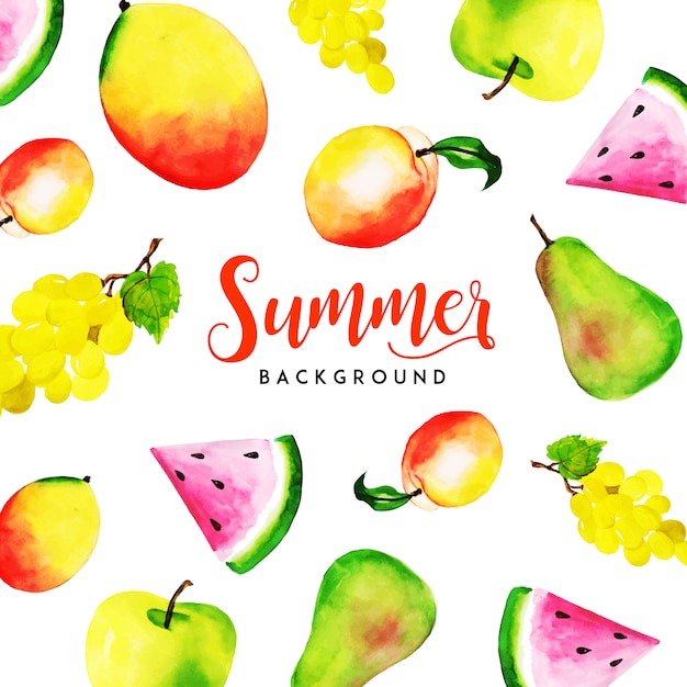 Free vector summer watercolor fruits multipurpose background