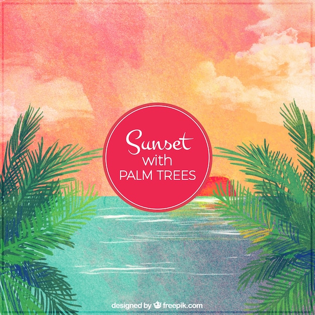 Free vector summer watercolor landscape background