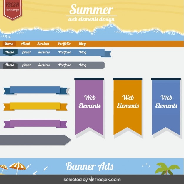 Free vector summer web elements design