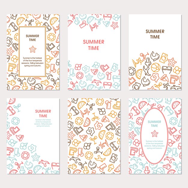 Summertime banners set with icons, can be used like a greeting card, web icons