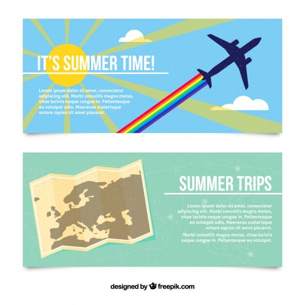 Free vector summertime banners of trip