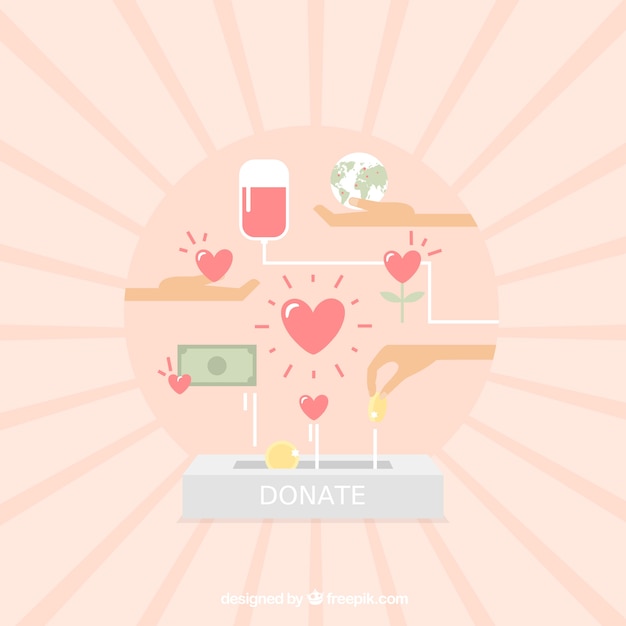 Sun background with elements of charity in soft colors