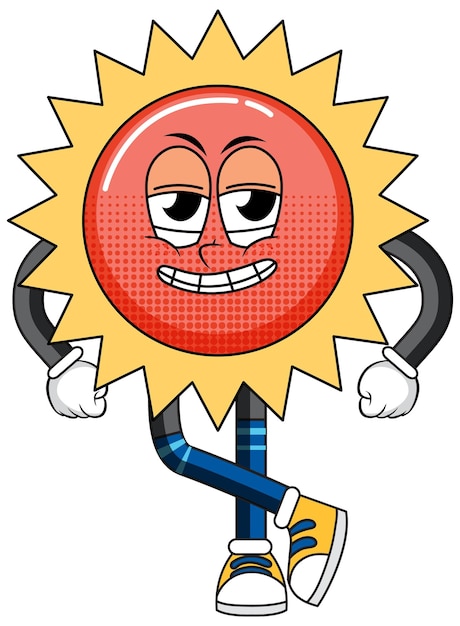 Vettore gratuito personaggio dei cartoni animati del sole su priorità bassa bianca