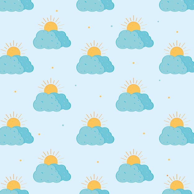 Premium Vector | Sun and clouds pattern