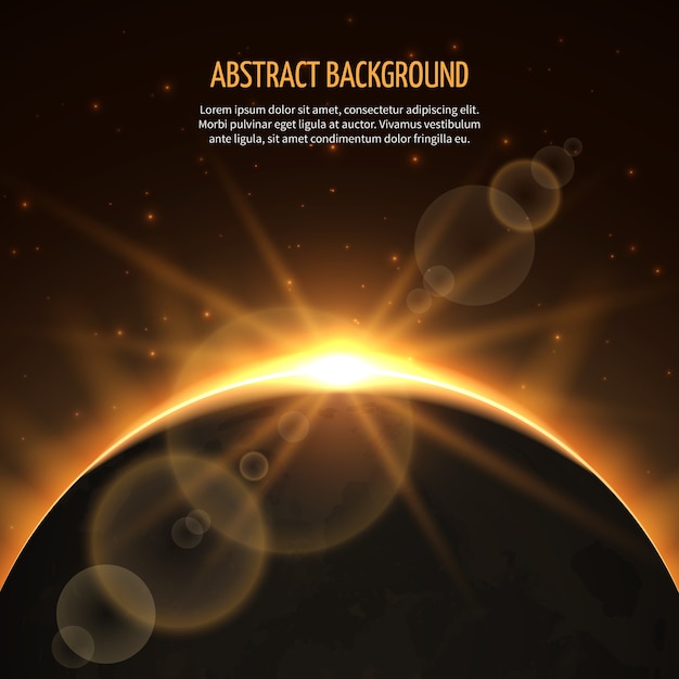 無料ベクター 日食ベクトル抽象的な背景。銀河の日食、地球の日食、光線の日光、宇宙のイラストの自然日食の太陽