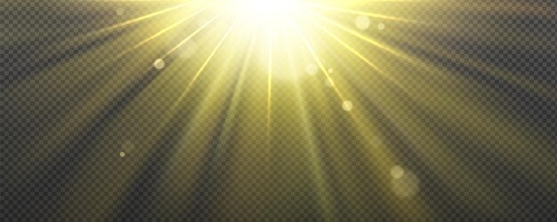 Sun light effect with yellow rays and lens glare