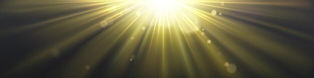 Sun light effect with yellow rays and lens glare