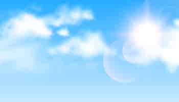 Бесплатное векторное изображение Солнечный свет с облаками на фоне неба