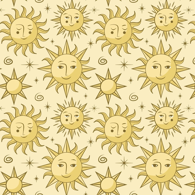 Free vector sun pattern hand drawn