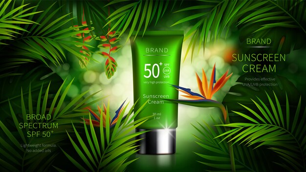 Sun protection cosmetic  realistic ad poster