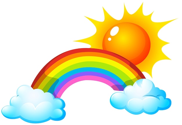 Free vector sun and rainbow