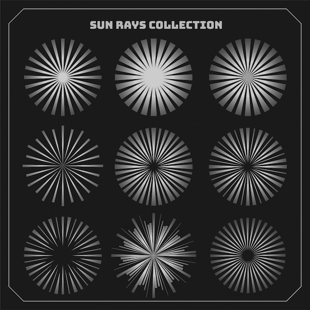 Free vector sun rays beams styles set of nine