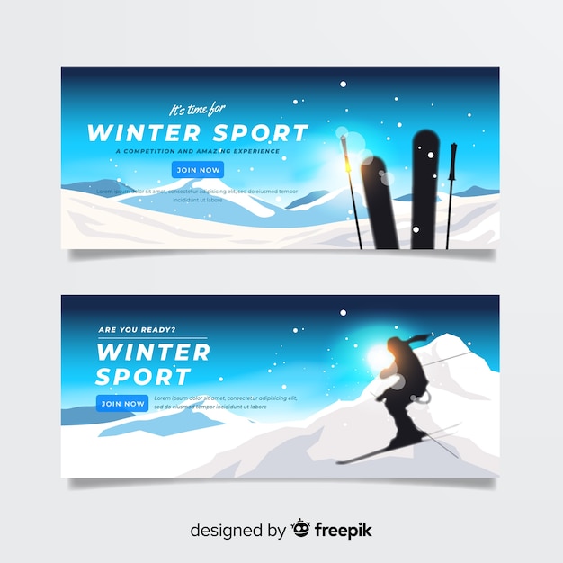 Free vector sun ski winter banner