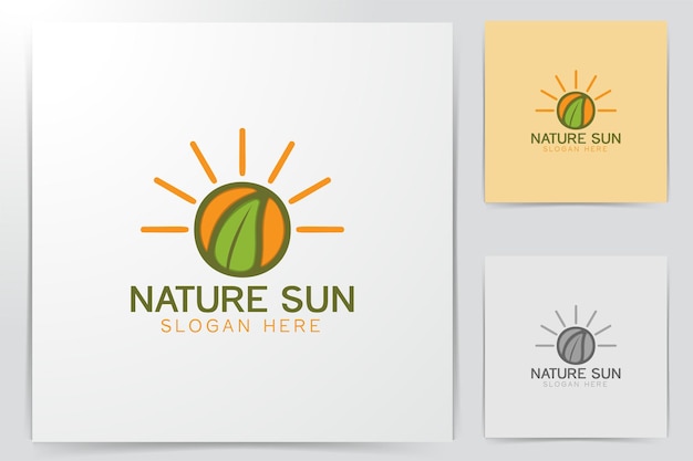 Free vector sun, sun flower, sunshine, sunrise and leaf logo designs inspiration isolated on white background