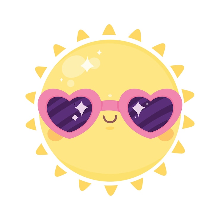免費 Vector 戴著太陽眼鏡的太陽 kawaii