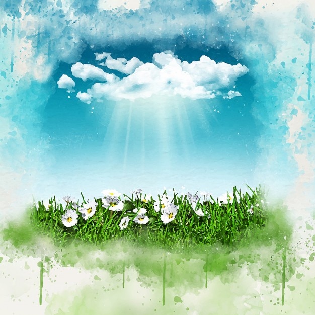 Free vector sunbeam over a field of flowers