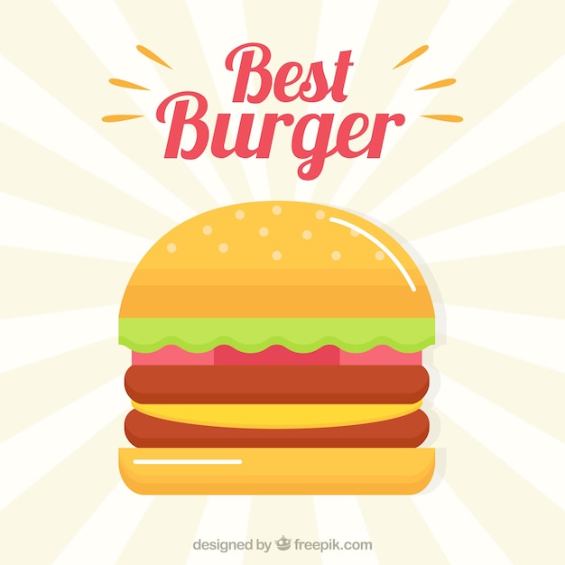 Free vector sunburst background of flat burger