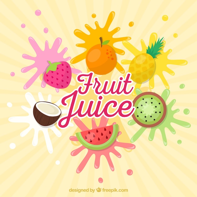 Sunburst background with different fruits