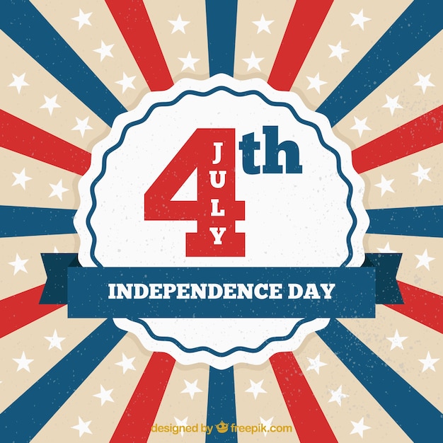 Free vector sunburst background with white stars for independence day