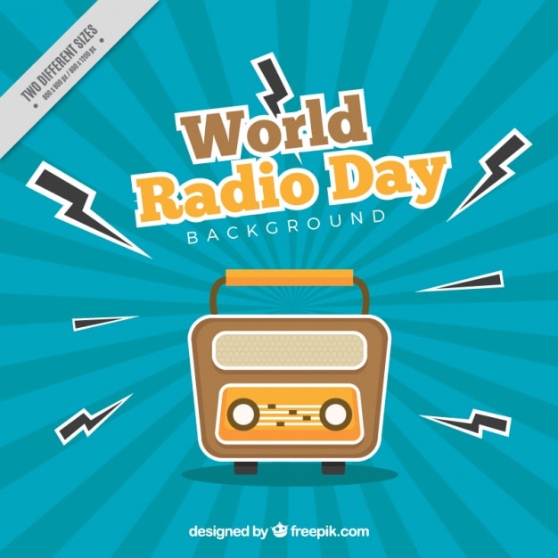 Free vector sunburst background for world radio day