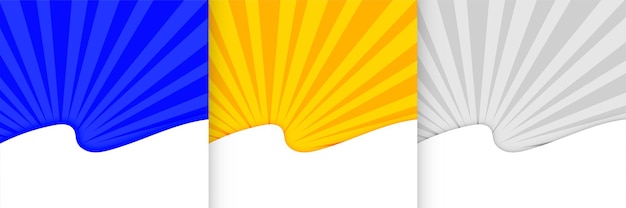Бесплатное векторное изображение Шаблон презентации sunburst в трех цветах