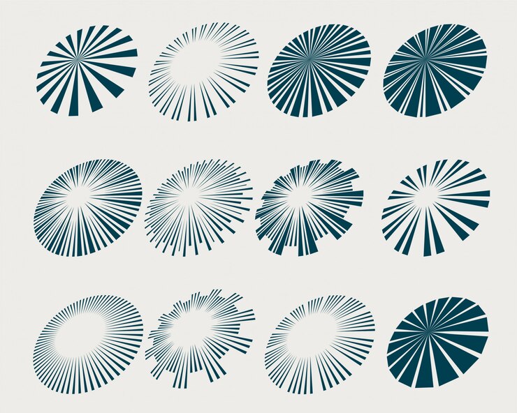 無料Vector パースペクティブスタイルで設定されたサンバースト光線とビーム