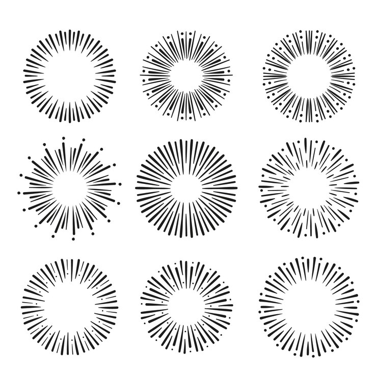 Free Vector sunburst set hand drawn