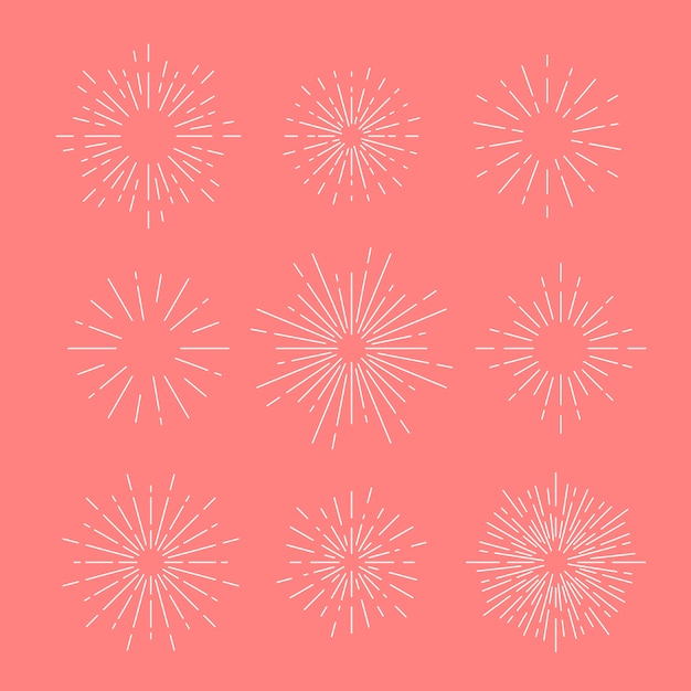 Sunburst vector set on pink