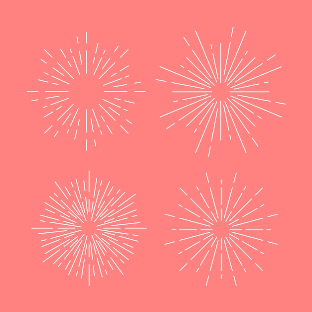 Sunburst vector set on pink