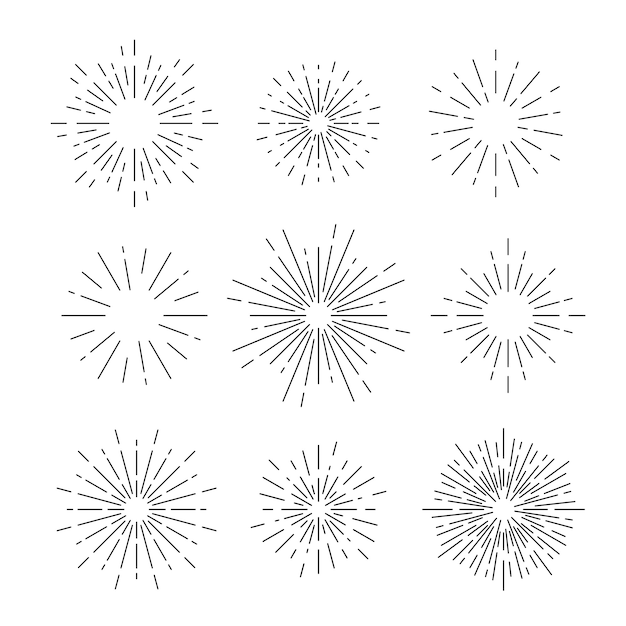 Sunburst vector set on white