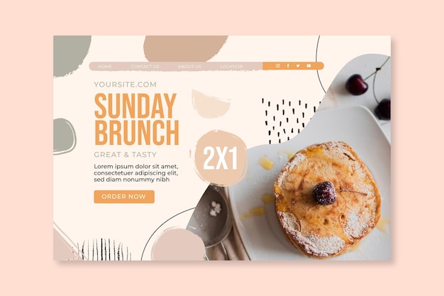 Free vector sunday brunch food restaurant landing page template