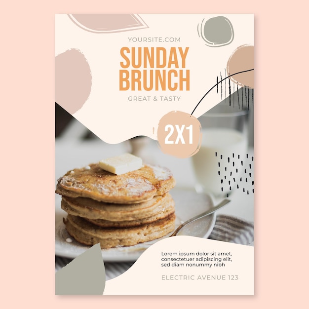 Бесплатное векторное изображение Воскресный бранч еда ресторан плакат