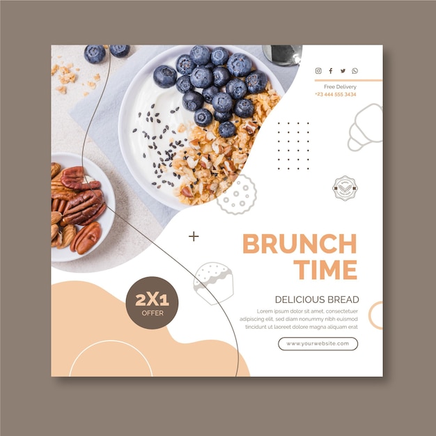 Free vector sunday brunch square flyer template