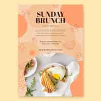 Vettore gratuito modello di volantino verticale del brunch della domenica