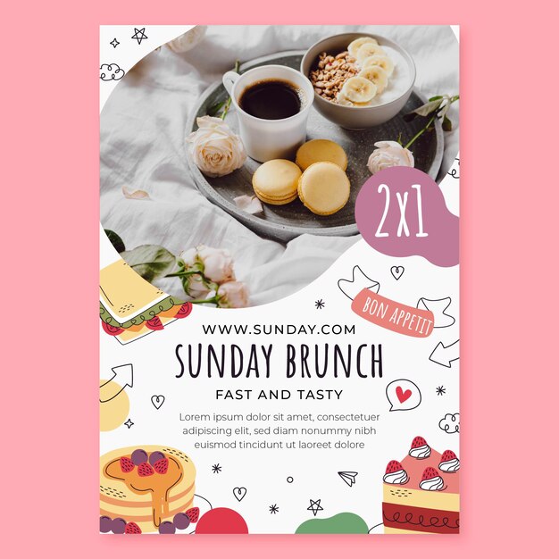 Sunday brunch vertical flyer template