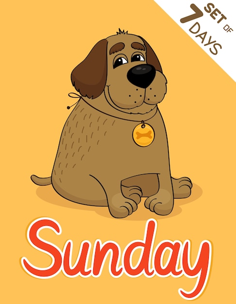 Vettore gratuito domenica cane nei giorni feriali calendario hipster impostato