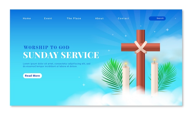 Free vector sunday service landing page