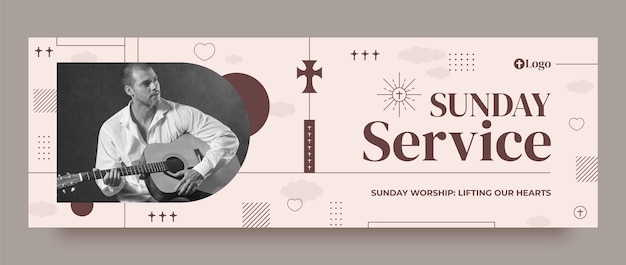 Free vector sunday service twitter header