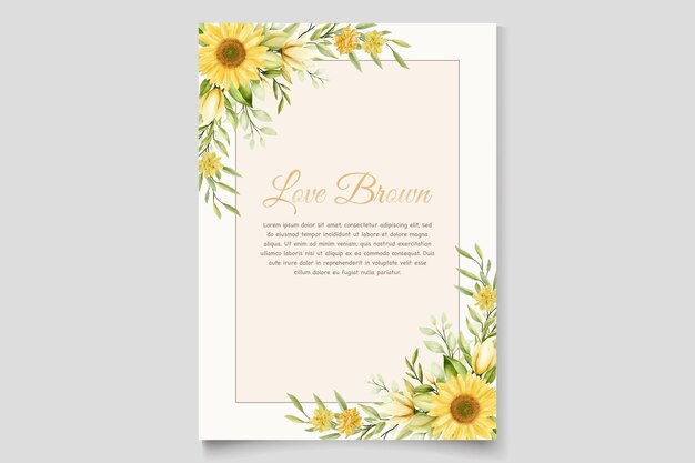 Sunflower floral invitation card set