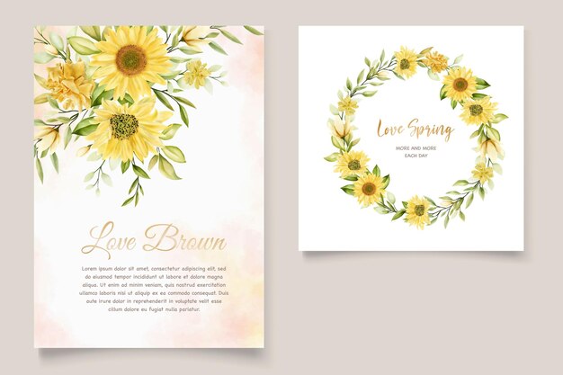 Sunflower floral invitation card set