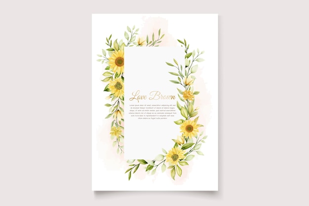 Free vector sunflower floral invitation card set