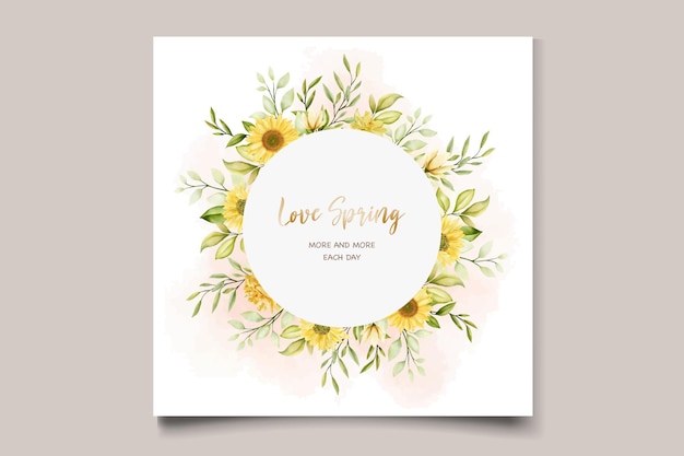 Free vector sunflower floral invitation card set