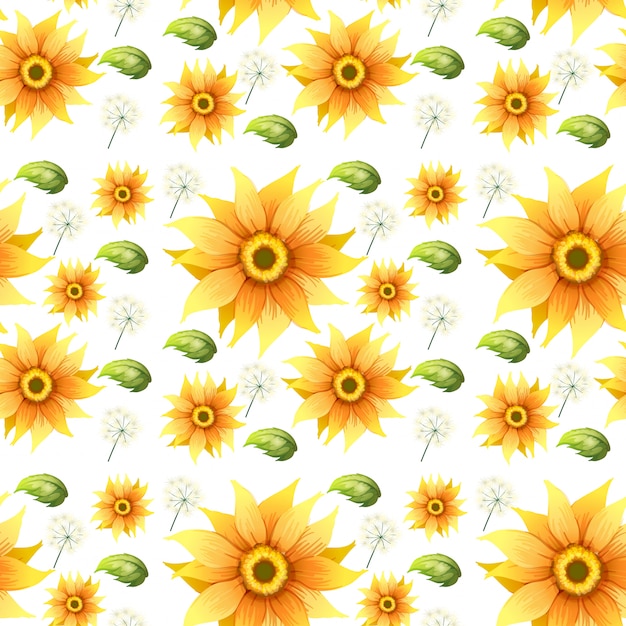 Free Vector sunflower on seamless background